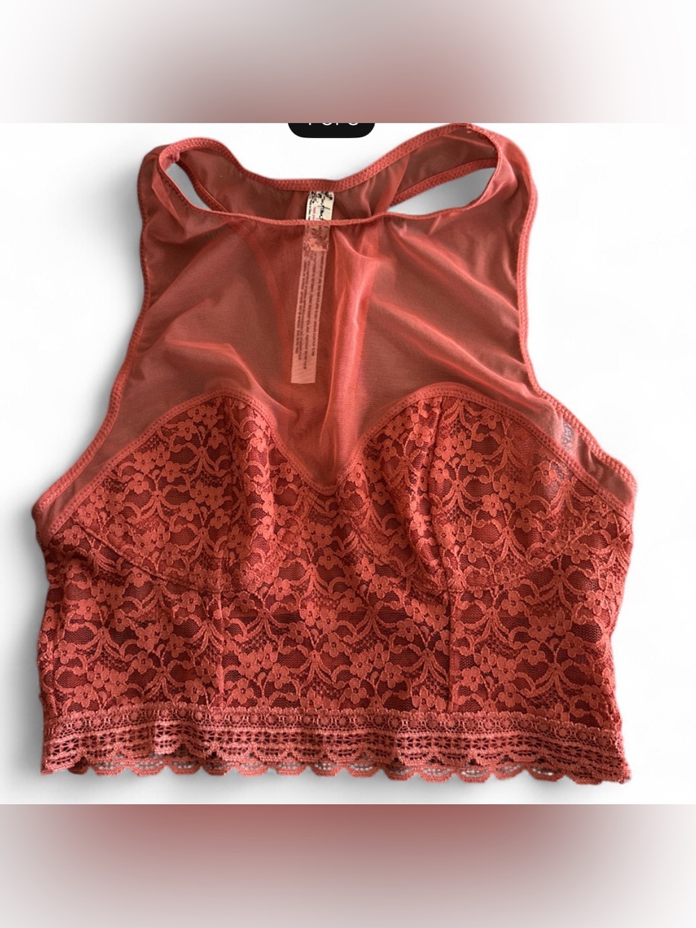 Free People Rust Lace & Mesh High-Neck Bralette